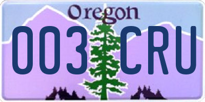 OR license plate 003CRU