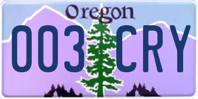 OR license plate 003CRY