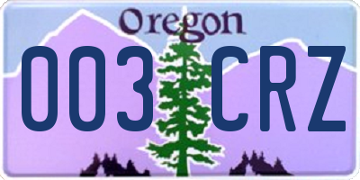 OR license plate 003CRZ