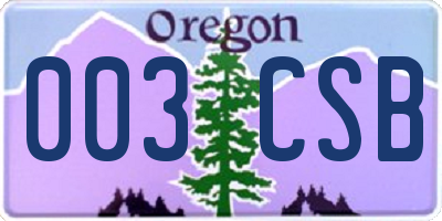 OR license plate 003CSB