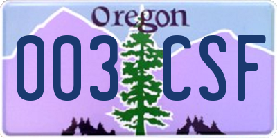 OR license plate 003CSF