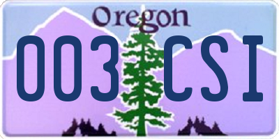 OR license plate 003CSI
