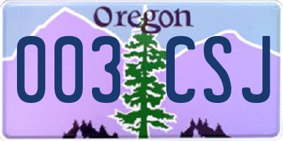 OR license plate 003CSJ