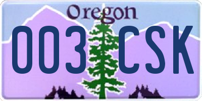 OR license plate 003CSK