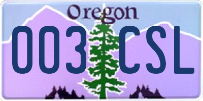 OR license plate 003CSL