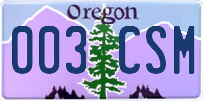 OR license plate 003CSM