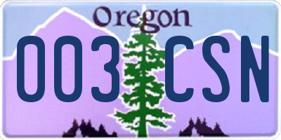 OR license plate 003CSN