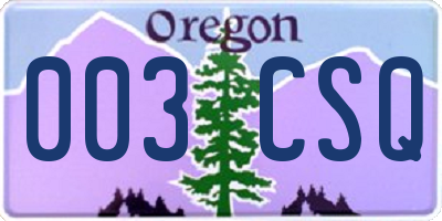 OR license plate 003CSQ