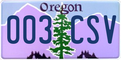 OR license plate 003CSV