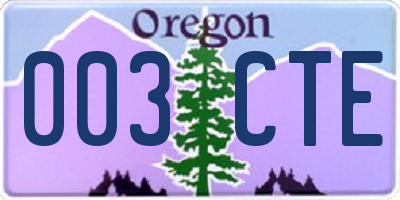 OR license plate 003CTE