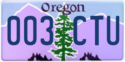 OR license plate 003CTU