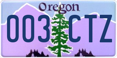 OR license plate 003CTZ