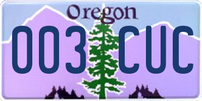 OR license plate 003CUC