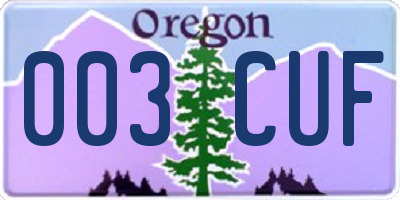 OR license plate 003CUF