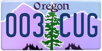 OR license plate 003CUG