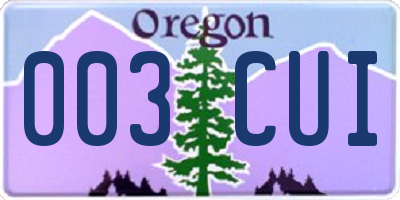 OR license plate 003CUI