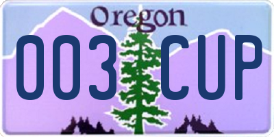 OR license plate 003CUP