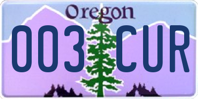 OR license plate 003CUR