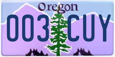 OR license plate 003CUY