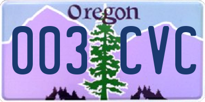 OR license plate 003CVC