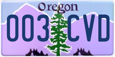 OR license plate 003CVD
