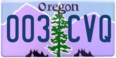 OR license plate 003CVQ
