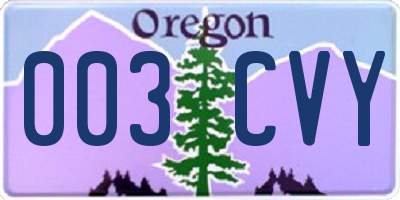 OR license plate 003CVY