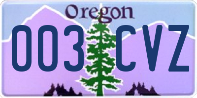 OR license plate 003CVZ
