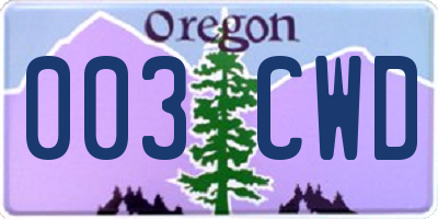 OR license plate 003CWD