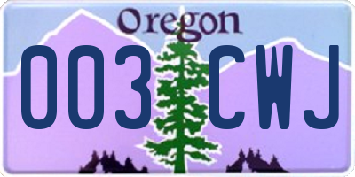 OR license plate 003CWJ