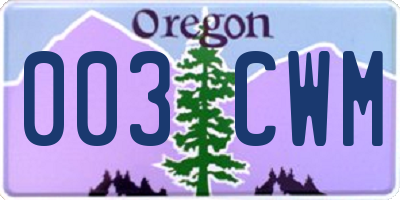 OR license plate 003CWM