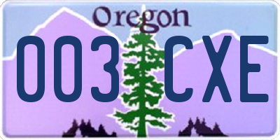 OR license plate 003CXE