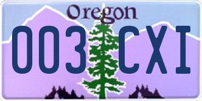 OR license plate 003CXI