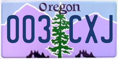 OR license plate 003CXJ
