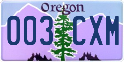 OR license plate 003CXM