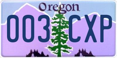 OR license plate 003CXP