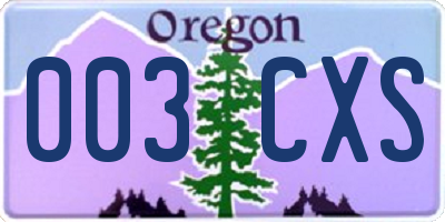 OR license plate 003CXS
