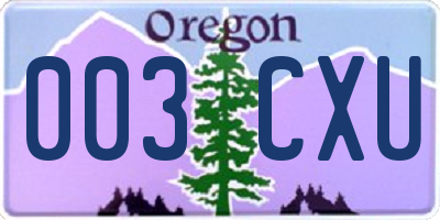OR license plate 003CXU