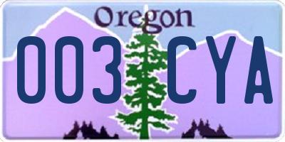 OR license plate 003CYA