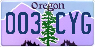 OR license plate 003CYG