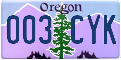 OR license plate 003CYK