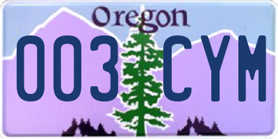 OR license plate 003CYM