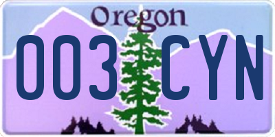 OR license plate 003CYN