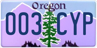 OR license plate 003CYP
