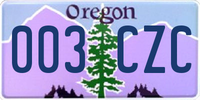OR license plate 003CZC