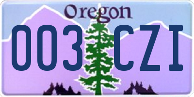 OR license plate 003CZI