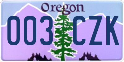 OR license plate 003CZK