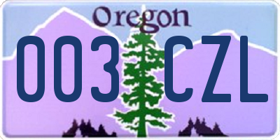 OR license plate 003CZL