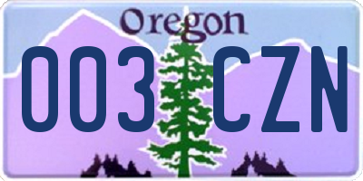 OR license plate 003CZN