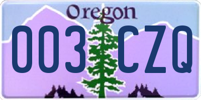 OR license plate 003CZQ
